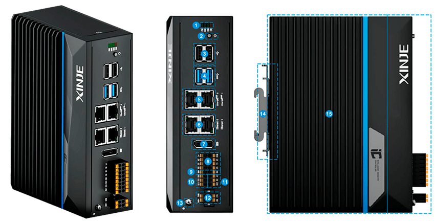 Расположение интерфейсов и портов контроллера XINJE XSA230-L