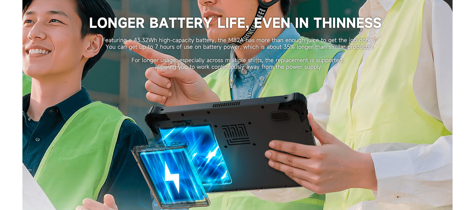 Аккумулятор и элементы автономной работы планшета ONERugged M82A