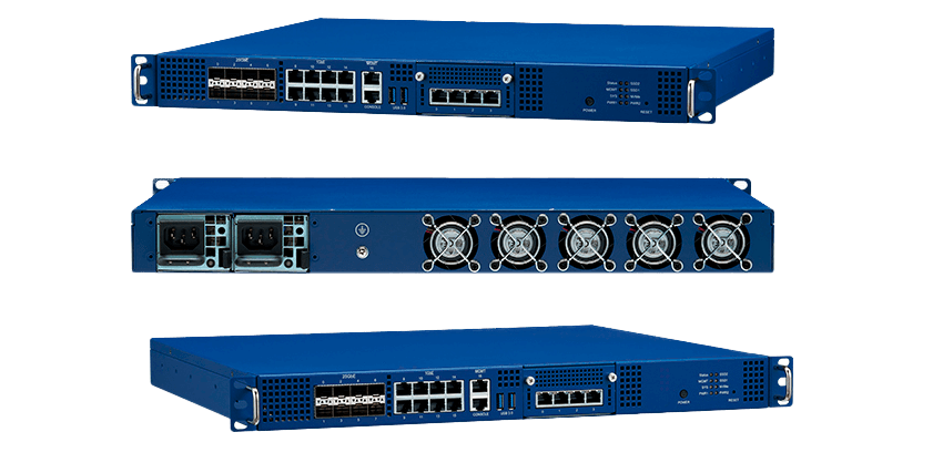 Сервер NEXCOM FTA-5190 в 1U корпусе с передней и задней панелью, портами 25GbE, 1GbE и резервируемыми блоками питания