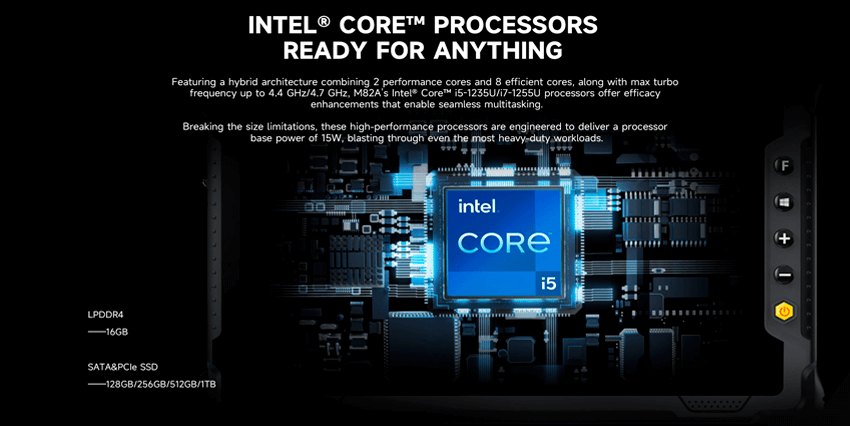 Внутренняя аппаратная платформа и слоты расширения планшета ONERugged M82A