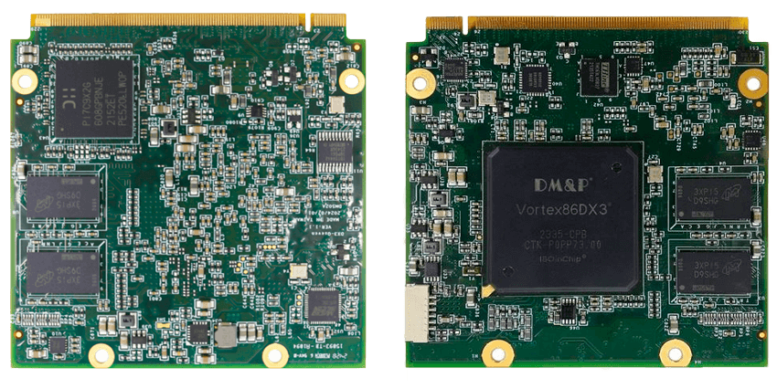 Обе стороны процессорного модуля ICOP VDX3-Q7 формата Qseven