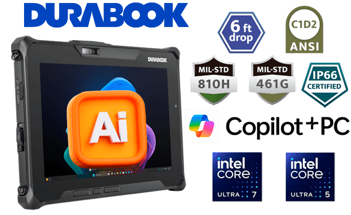 Защищенный планшет Durabook R10 с NPU Intel AI Boost