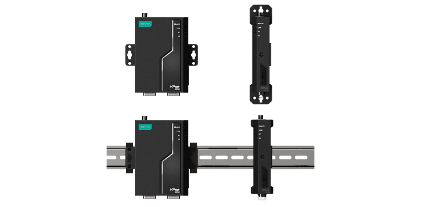 Способы монтажа сервера NPort 6000-G2 на DIN-рейку