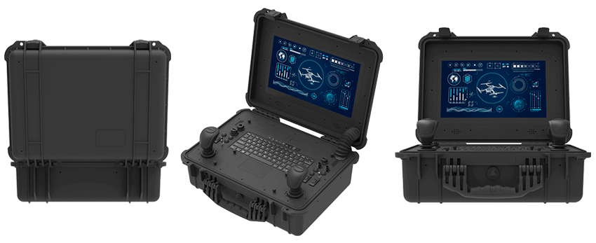 Защищённый кейс-контроллер Winmate G156AD-SUIT с джойстиками и тактическими переключателями