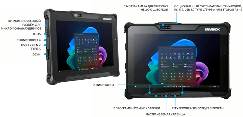 Порты и коммуникации Durabook R10